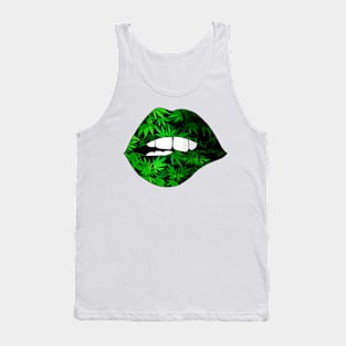 Funny Sexy Lips Cannabis Marijuana Tank Top